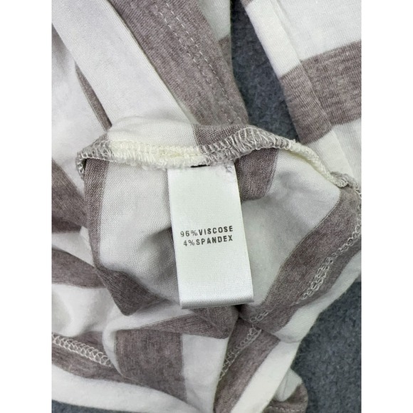 St John Blouse Women's Large Yellow Label Ivory Tan Stripe 3/4 Sleeve Zipper - Picture 7 of 10